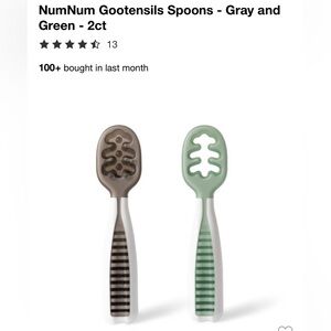 Num Num GOOTENSILS Baby Feeding Spoons Set of 2 Grey and Green
